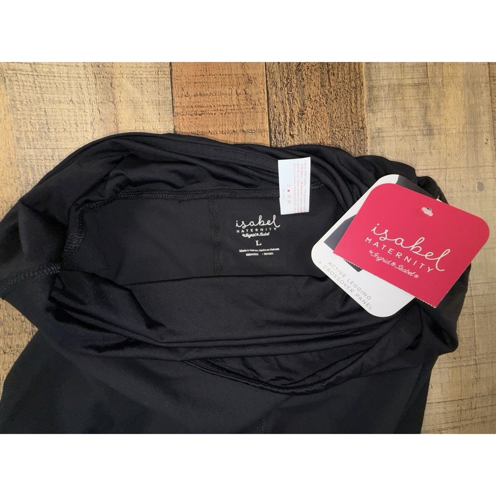 Isabel by Ingrid & Isabel Maternity Active Leggings Black Crossover Panel Size L - Picture 7 of 8